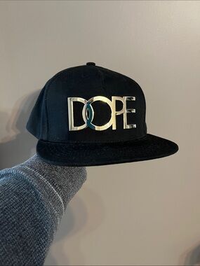 Black DOPE Snapback Hat with Gold Logo